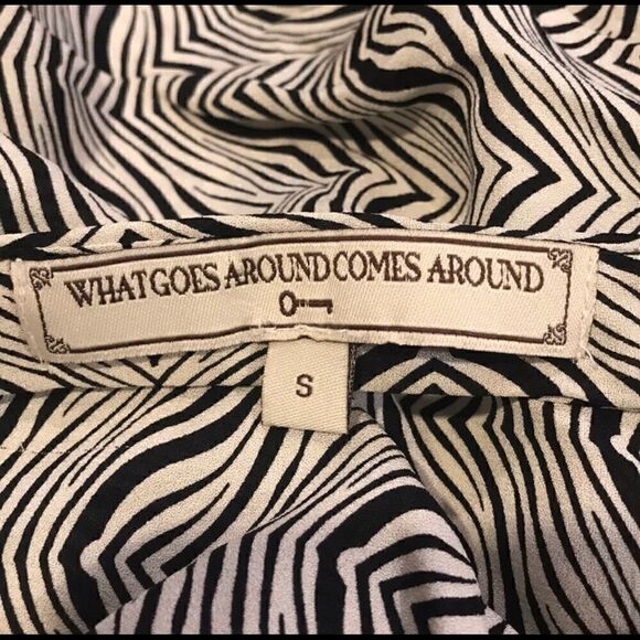 VINTAGE DRAPEY BACK ZEBRA PATTERN BLOUSE S - Picture 4 of 4